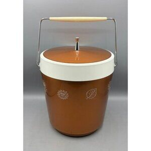 Vtg West Bend Thermo Serve Ice Bucket Copper‎ Tone Insulated Barware
